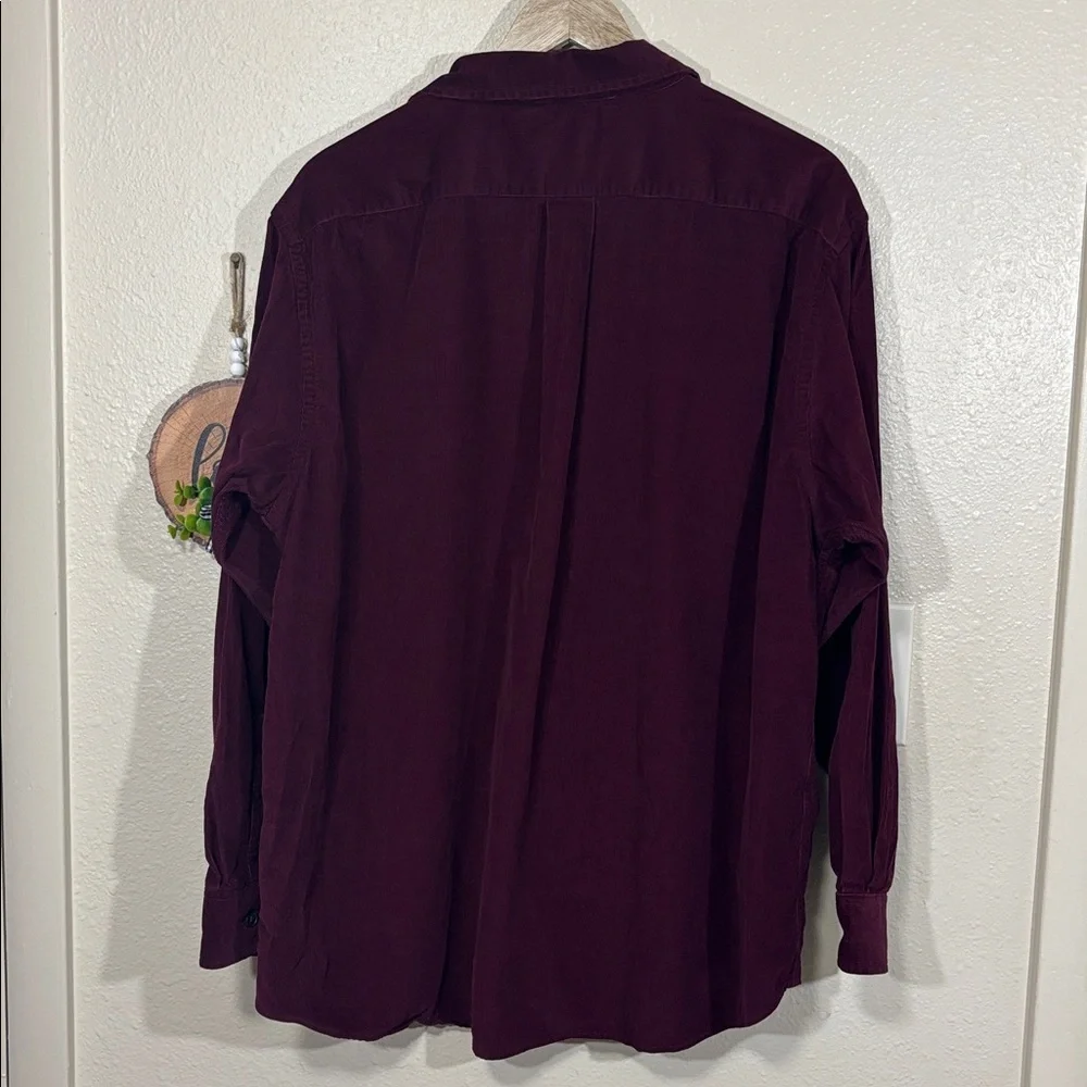 Roundtree & Yorke Men's Corduroy Burgundy Button Down Shirt Size XL - Picture 4 of 6